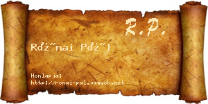 Rónai Pál névjegykártya